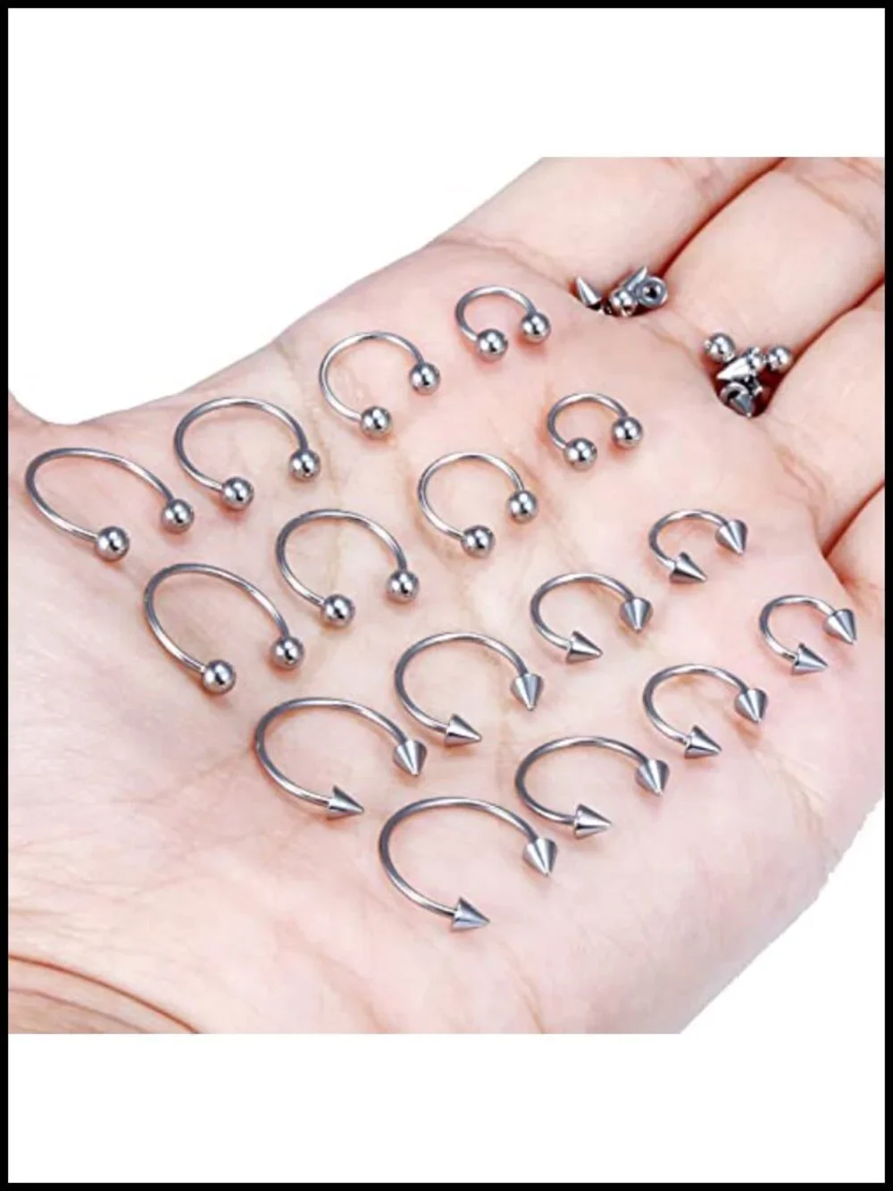 Surgical Steel Horseshoe Septum Ring Set 16 Pcs